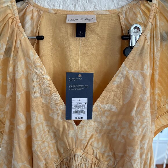 NWT Target Universal Thread Yellow Flutter Sleeve Dress Large - Picture 4 of 4